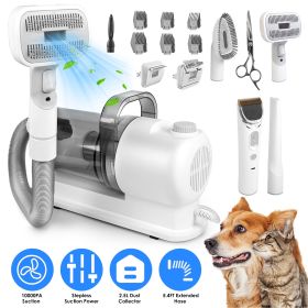 Professional Pet Hair Grooming/Vacuuming Kit with 7 Grooming Tools Dog Clipper 2.5L Dust Cup 10000PA Strong Suction/Low Noise Hair Remover