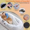 Human Size Dog Bed with Pillow Blanket 72.83x47.24x11.81in Bean Bag Bed Washable Removable Flurry Plush Cover