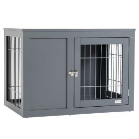 33 Furniture Style Indoor Dog Cage Crate End Table Pet Kennel with Double Doors & Locks Gray for Small and Medium Dogs