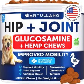 Hemp Hip & Joint Supplement for Dogs; Glucosamine with Chondroitin MSM, Hemp Oil for Joint Pain Relief and Mobility Support