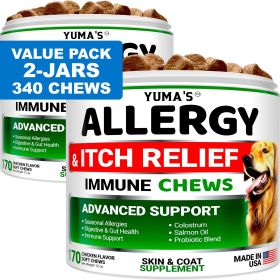 [2 Pack] Allergy Relief Chews for Dogs - Anti-itch, Skin Relief Treatment Pills for Dogs; Omega 3 Fatty acids