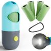 Dog Poop Bag Dispenser with 4 Rolls of 15 Bags in Each Green Dog Poop Bag Holder with Flashlight for Leash Plastic Dog Bag Dispenser with Carabiner Cl