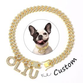 Customizable Luxury Alloy Dog Walking Collar (Option: Glod-25cm)