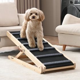 Folding Dog Ramp, For Bed or Furniture, Adjustable For Aging Dogs & Cats, Small/Medium/Large; Wooden Pet Ramp With 41.3" Long Ramp (size: 41.3" Long)