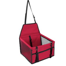 Dog Foldable Car Seat, Booster Seat; Travel Carrier w/ Clip-on Safety Leash, Zipper Storage Pocket for Small Medium Pets Up to 20Lbs (Option: PetTravelCarrierRed)