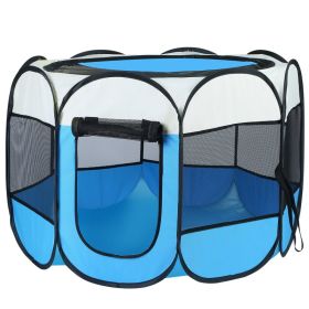 Pink-Blue Options -- 1Pc Portable Foldable Pet Tent Exercise Pen Kennel Removable Zipper Top And Bottom Water Resistant Indoor Outdoor Use For Dogs Ca (Option: Blue)