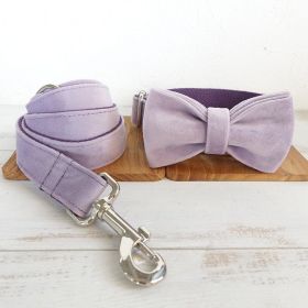 MUTTCO Leash and Bow collar set (Option: Light purple-S)
