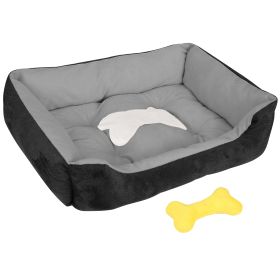 Pet Dog Bed Soft Warm Fleece Puppy Cat Bed Dog Cozy Nest Sofa Bed Cushion Mat For S/M Dog (Option: PetBedBlackXXL)