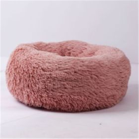 Round Long Hairy Autumn And Winter Nest Pad Dog and Cat Mattress (Option: Pink-110cm)