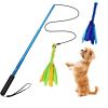Extendable Dog Flirt Pole with Lure, 10.23-26.77" Teaser Wand with 2 Replaceable, Interactive Tail Toys For Small, Medium, & Large Dogs