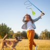 Extendable Dog Flirt Pole with Lure, 10.23-26.77" Teaser Wand with 2 Replaceable, Interactive Tail Toys For Small, Medium, & Large Dogs