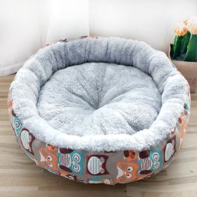 Round, Padded Dog And Cat bed Cotton (Option: Coffee-S)