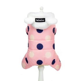 Warm big polka dot four-leg cotton coat (Option: Pink-XL)
