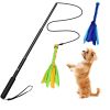 Extendable Dog Flirt Pole with Lure, 10.23-26.77" Teaser Wand with 2 Replaceable, Interactive Tail Toys For Small, Medium, & Large Dogs