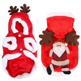 Pet Christmas Clothes Santa Claus Reindeer Antlers Costume Winter Outfit New Year Coat For Small Medium Dogs Cats Available in S/M/L/XL (Option: PetClothesRedL)