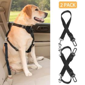 2Pcs Pet Dog Seat Belt Leash Adjustable Pet Dog Cat Safety Leads Harness (Option: Black)