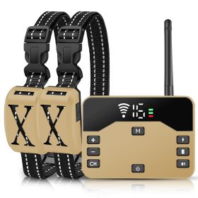 2 In 1 Wireless Electric Dog Fence Waterproof Pet Shock Boundary Containment System Electric Training Collar With 2 Receiver Collars For Small Medium (Option: DogFenceGold2Collar)