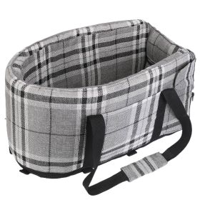Console Pet Car Seat with Storage Pocket Booster Car Seat Portable Pet Travel Bag Machine Washable Pet Seat Fit For Small Dog Cat (Option: PetCarSeatBlackWhite)
