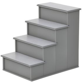 Pet Stairs, Small Pet Steps with Cushioned Removable Covering for Dogs and Cats Up To 22 lbs (Color: Grey)
