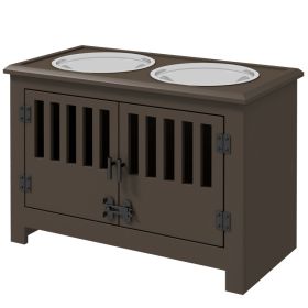 Dog Food Storage Cabinet with Bowls & Dog Feeding Station (Color: Espresso)