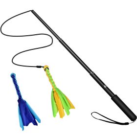 Extendable Dog Flirt Pole with Lure, 10.23-26.77" Teaser Wand with 2 Replaceable, Interactive Tail Toys For Small, Medium, & Large Dogs (Option: DogFlirtPoleBlack)