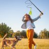 Extendable Dog Flirt Pole with Lure, 10.23-26.77" Teaser Wand with 2 Replaceable, Interactive Tail Toys For Small, Medium, & Large Dogs