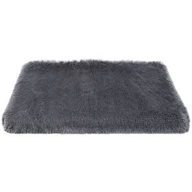 Dog Bed Soft Plush Cushion Cozy Warm Pet Crate Mat Dog Carpet Mattress with Long Plush for S/M Dogs (Option: DogMatL)