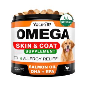 Youmile Omega 3 For Dogs, 1200Ct  Fish Oil Treats - Allergy & Itch Relief Skin & Coat Supplement - (Option: 120  Soft Chews1 BOTTLE)