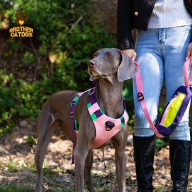 Pet harness Explosion-proof punch dog harness (select: AN6-pink-XL)