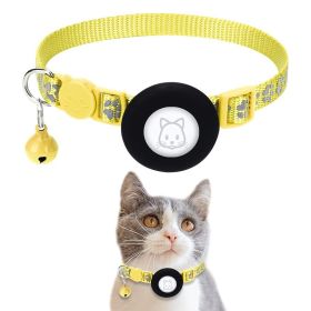 Pet Reflective Collar With Bell For Use with Airtag Tracker (Color: Yellow, type: Pet Supplies)