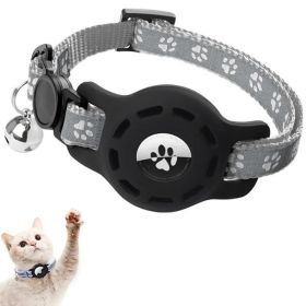 AirTag Tracker Locator Pet Collar with Reflective Protective Case (Color: Gray, type: Pet Supplies)