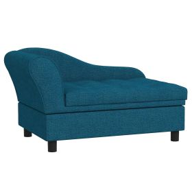 Elevated Dog Sofa Bed with Storage Space, Soft Cushion for Small to Medium Pets (Color: Navy Blue)