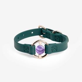All Eyes On Me Jade Green Adjustable Collar with AMETHYST stone (Color: Jungle Green, size: X-Small)