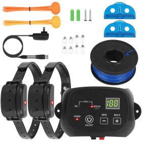 Dog Underground Fence System with 100 Adjustable Levels; IPX7 Waterproof Rechargeable Receiver for Small, Medium, Large Dogs (type: With 2 Collar)