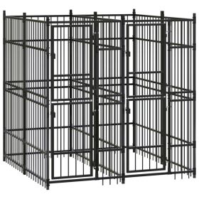 Dog Kennel Black Powder-coated steel Large Durable Dog Kennel (Color: Black)