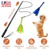 Extendable Dog Flirt Pole with Lure, 10.23-26.77" Teaser Wand with 2 Replaceable, Interactive Tail Toys For Small, Medium, & Large Dogs