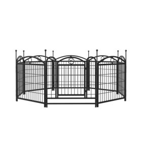 Dog Playpen Indoor 24 Inch 8 Panel Metal Dog Playpen (Option: Black)