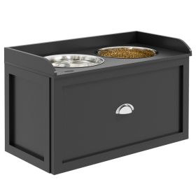 Pet Feeding Station Pet Dish Bowl Set with Storage, 2 Elevated Dog Bowls for Large Sized Dogs (Color: Black)