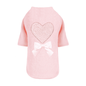 Pearl Heart Dog Sweater (Color: Peach, size: XS)