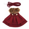Wool Fur-Trimmed Dog Harness Coat With Matching Leash