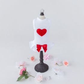 Puff Heart Dog Dress (Color: Red, size: SM)